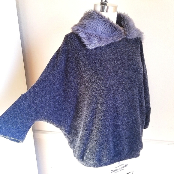 Vintage Faux Fur Dolman top, Gray size M…‎ - Picture 1 of 7